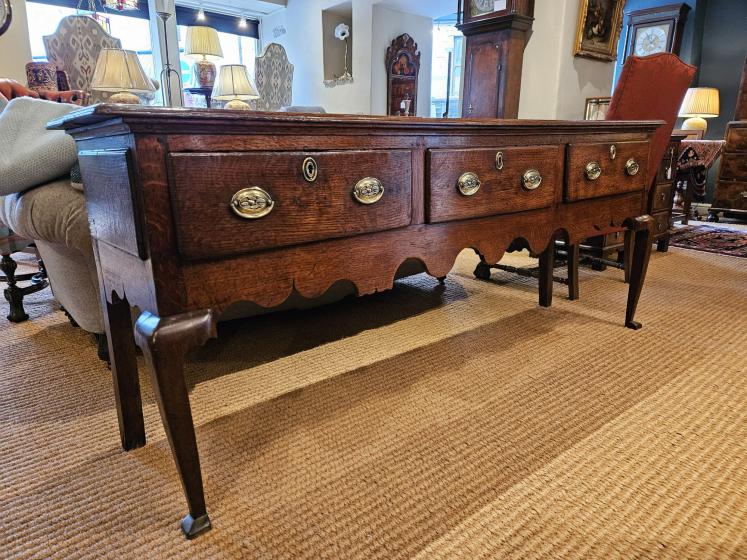 George II Oak Three Drawer Cabriole Leg Dresser - Image 1