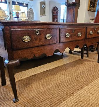George II Oak Three Drawer Cabriole Leg Dresser - Image