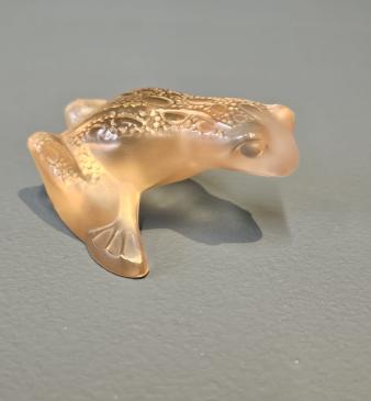 Lalique Gold and Green Leaping Frog