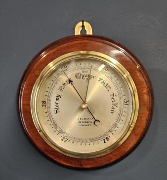 Superb Victorian Silvered Dial Aneroid Barometer by R & J Beck  - Image