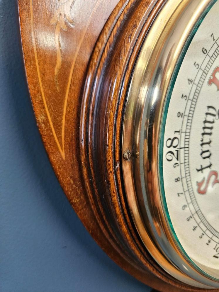 Edwardian Inlaid Banjo Barometer - Image 7