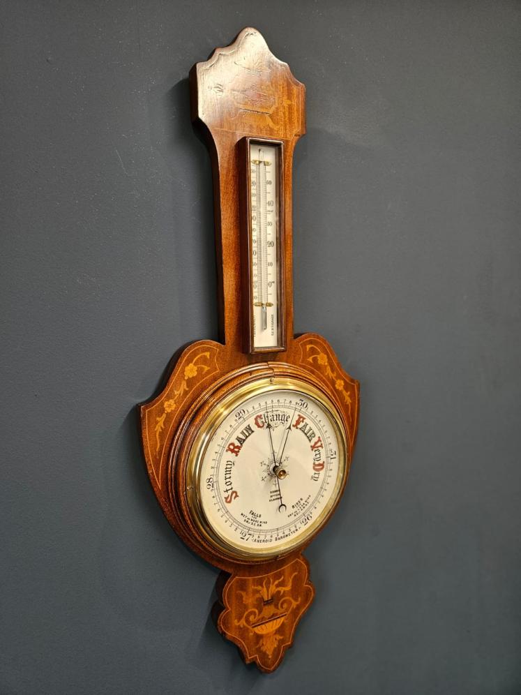 Edwardian Inlaid Banjo Barometer - Image 6