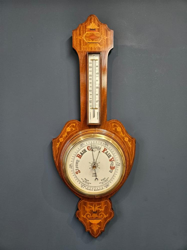 Edwardian Inlaid Banjo Barometer - Image 5