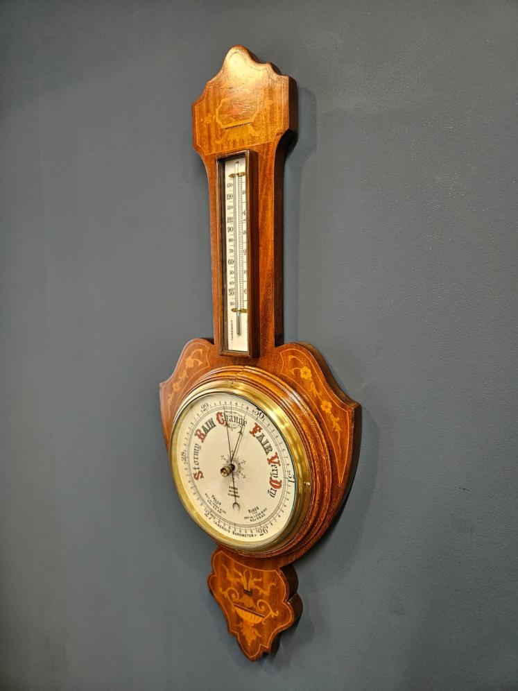 Edwardian Inlaid Banjo Barometer - Image 4