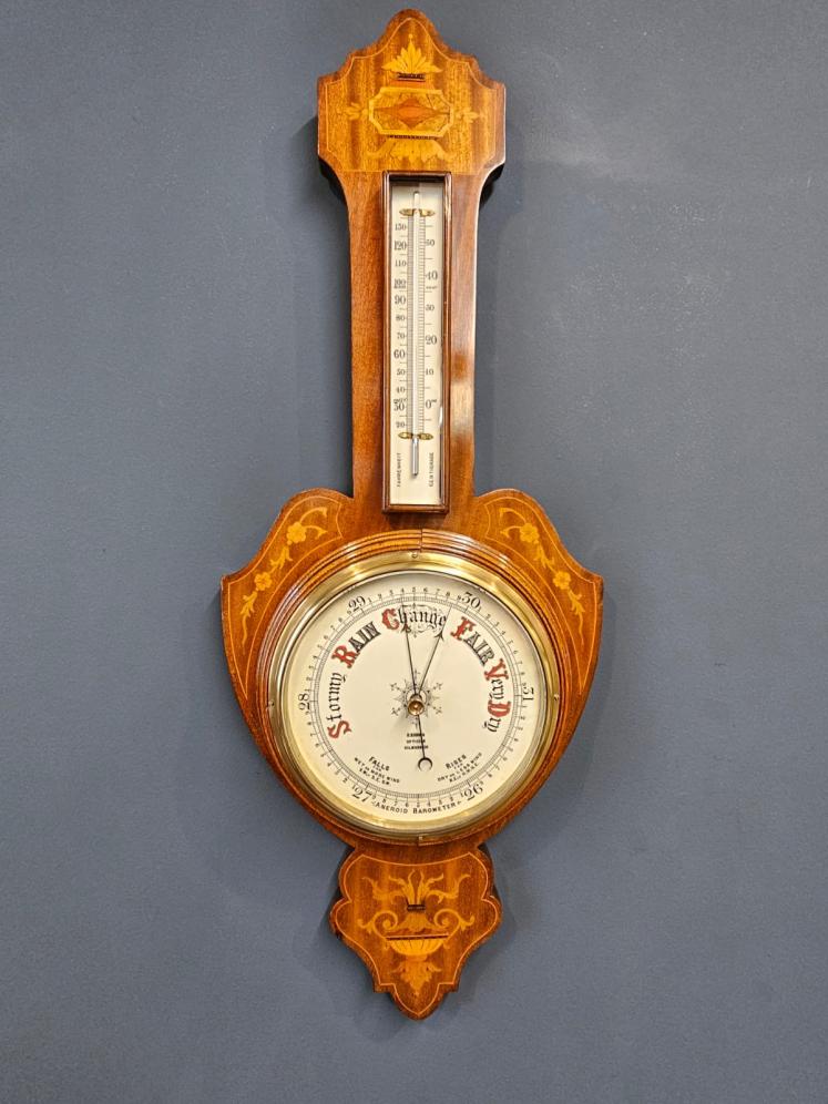 Edwardian Inlaid Banjo Barometer - Image 1