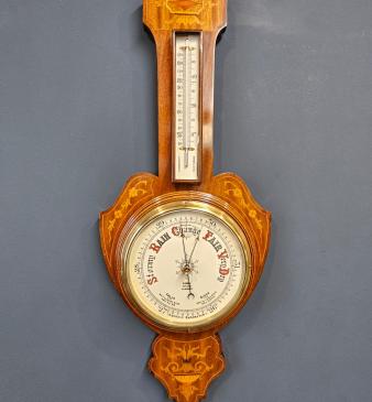 Edwardian Inlaid Banjo Barometer - Image