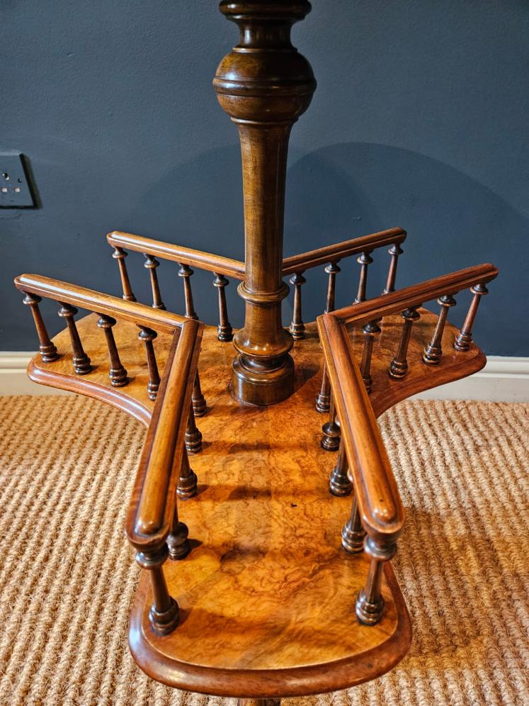 Victorian Burr Walnut Revolving Book Table - Image 6