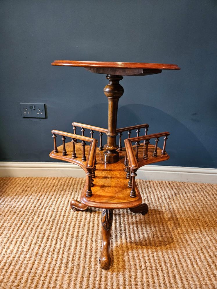 Victorian Burr Walnut Revolving Book Table - Image 5