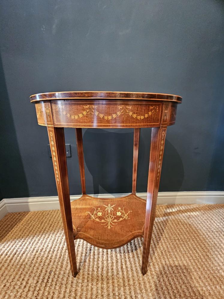 Fine Quality Edwardian Inlaid Mahogany Kidney Shaped Occasional Table - Image 7