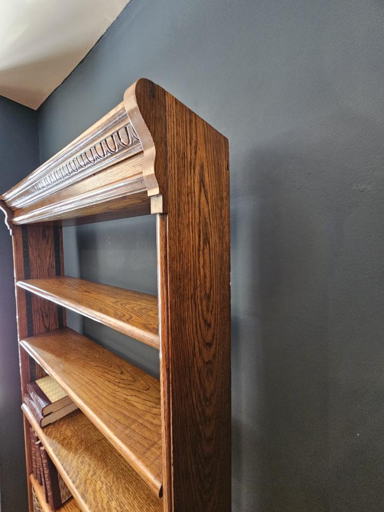Edwardian Oak Open Bookcase - Image 7