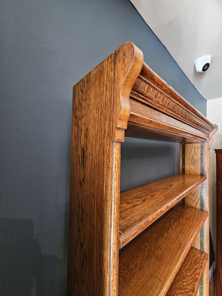 Edwardian Oak Open Bookcase - Image 6