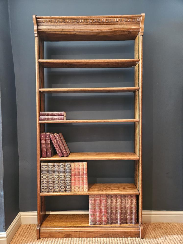Edwardian Oak Open Bookcase - Image 4