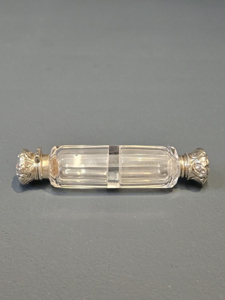 Victorian Cut Crystal and Silver Scent and Salts Bottle - Image 1