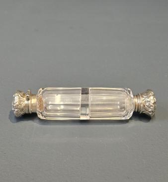 Victorian Cut Crystal and Silver Scent and Salts Bottle