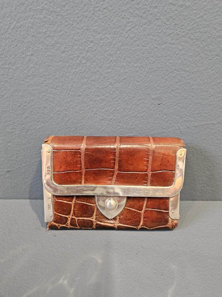 Victorian Silver Trimmed Crocodile Skin Purse - Image 1