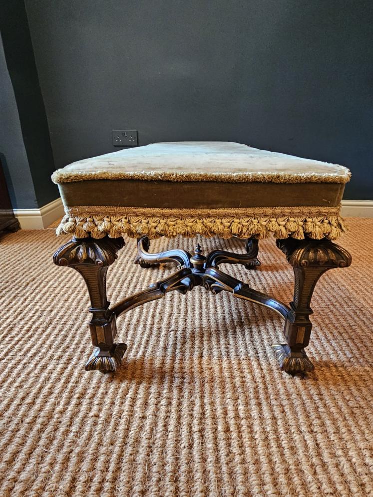 Superb Victorian Walnut and Gilt Framed Double Stool - Image 9