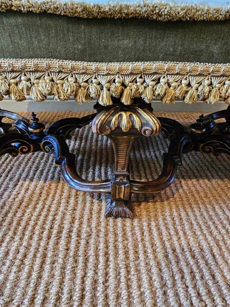 Superb Victorian Walnut and Gilt Framed Double Stool - Image 5