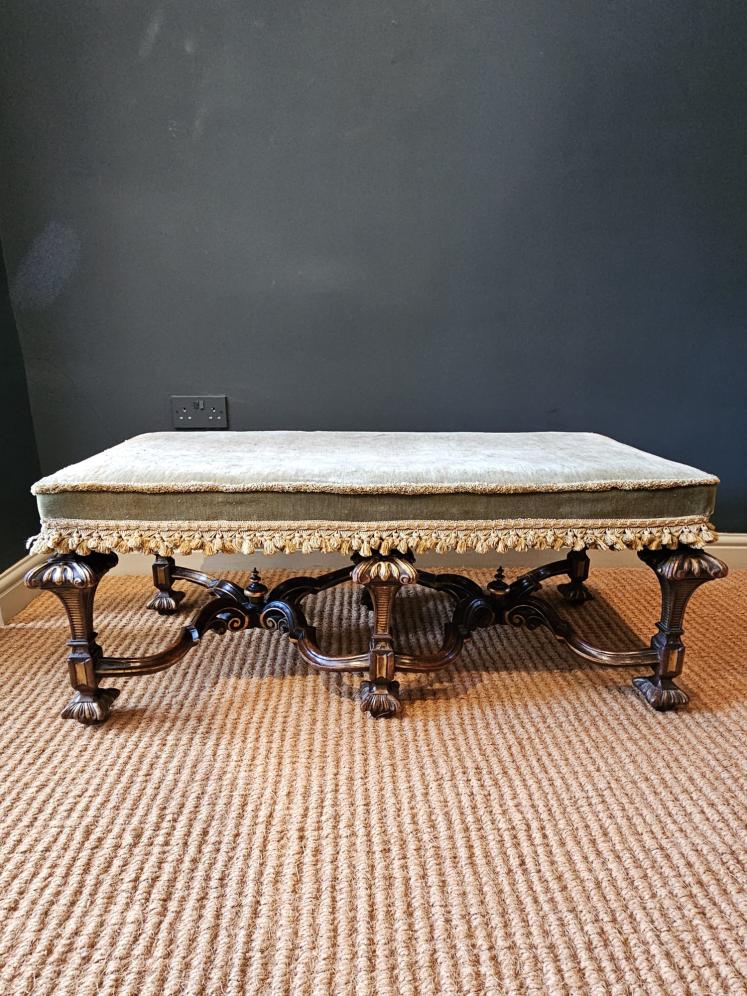 Superb Victorian Walnut and Gilt Framed Double Stool - Image 4