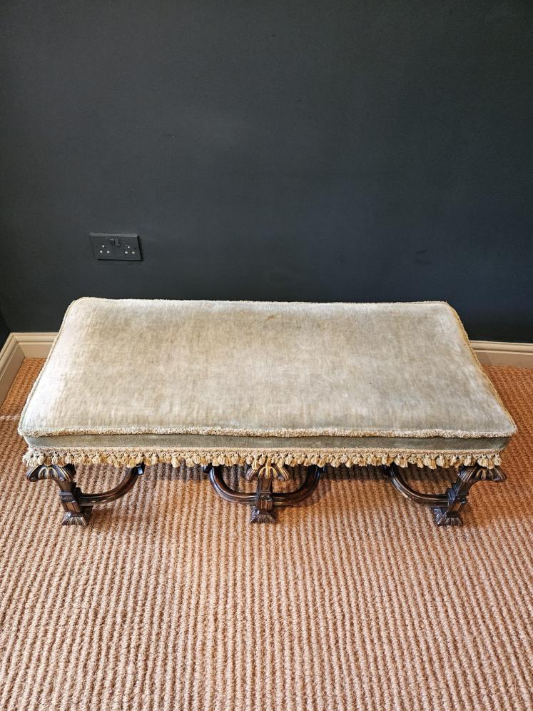 Superb Victorian Walnut and Gilt Framed Double Stool - Image 2