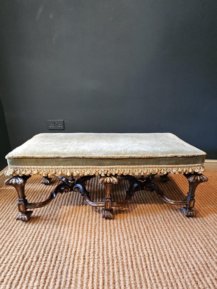Superb Victorian Walnut and Gilt Framed Double Stool - Image 1