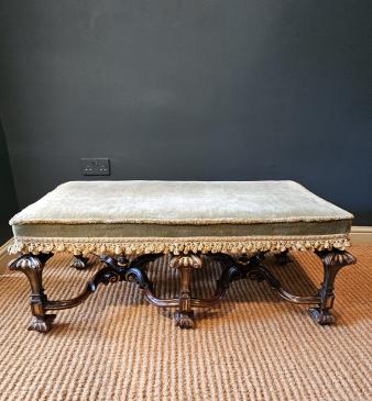 Superb Victorian Walnut and Gilt Framed Double Stool - Image