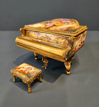 Austrian Enamel and Ormolu Piano Music Box - Image