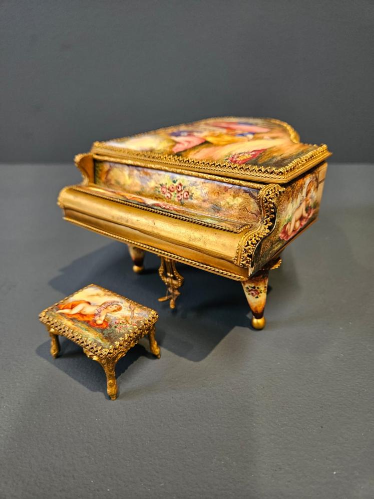 Austrian Enamel and Ormolu Piano Music Box - Image 1