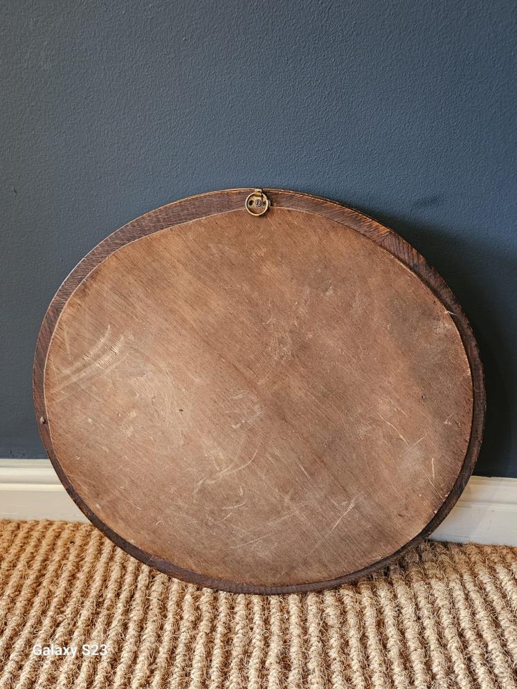 Victorian Oak Framed Convex Mirror in the Manner of Heals - Image 2