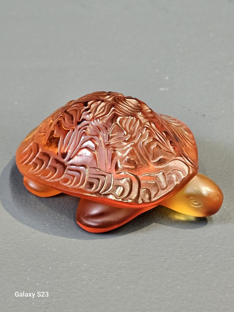 Small Lalique Amber Glass Turtle  - Image 6