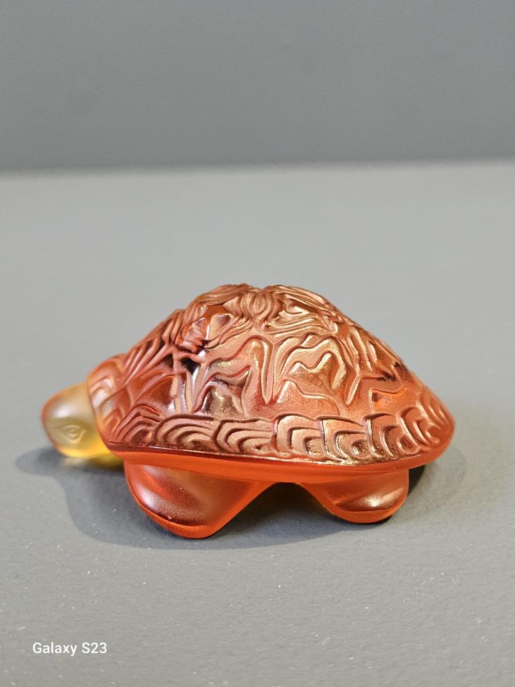 Small Lalique Amber Glass Turtle  - Image 4