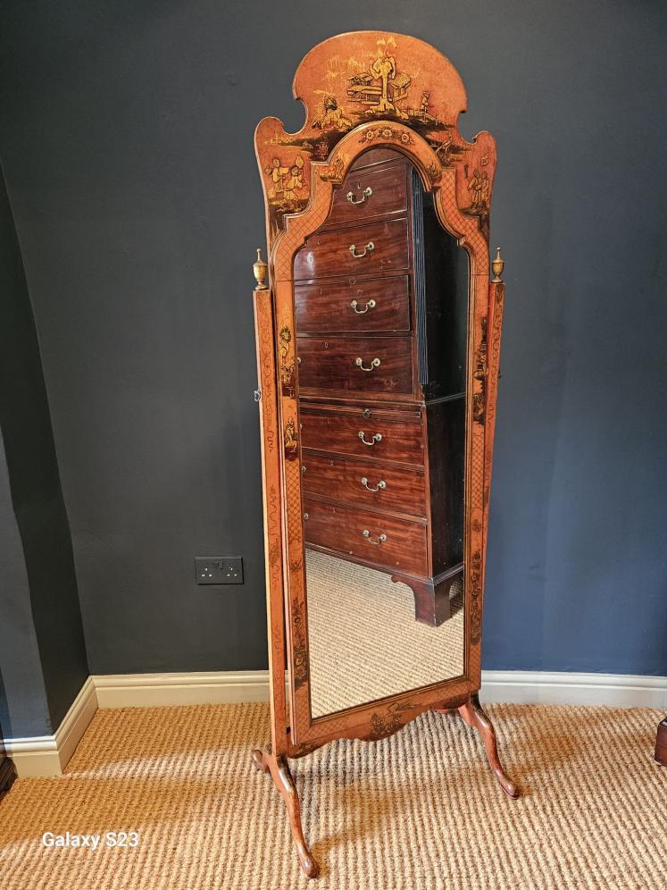 Superb Large 1920's Chinoiserie Cheval Mirror  - Image 9