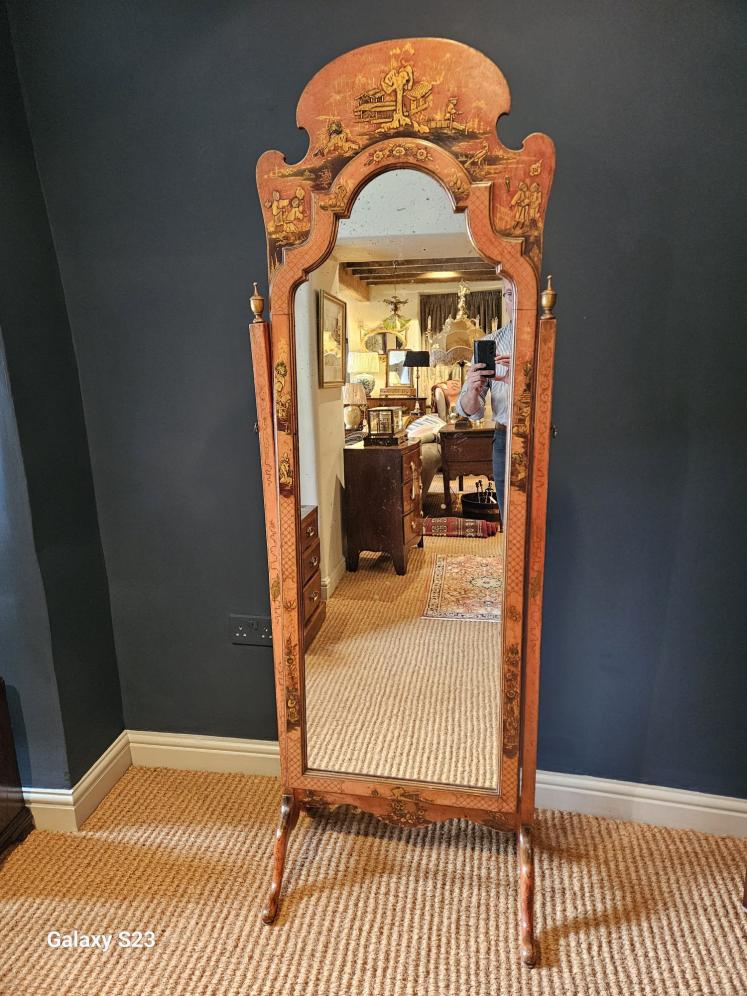 Superb Large 1920's Chinoiserie Cheval Mirror  - Image 1