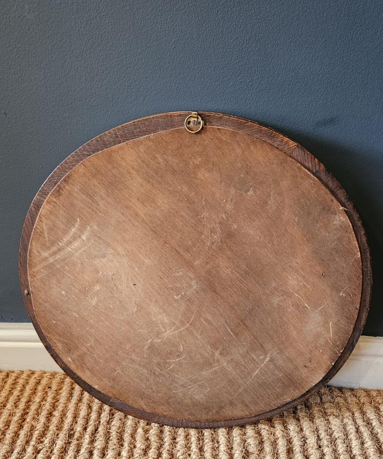 Edwardian Oak Framed Convex Mirror in the Manner of Heals - Image 6