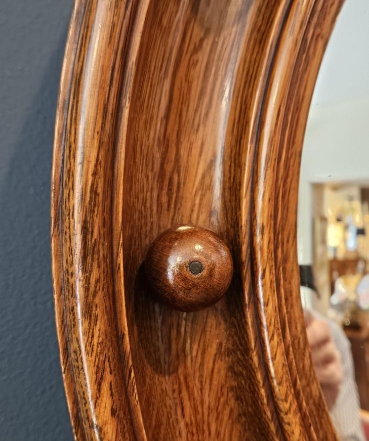 Edwardian Oak Framed Convex Mirror in the Manner of Heals - Image 5