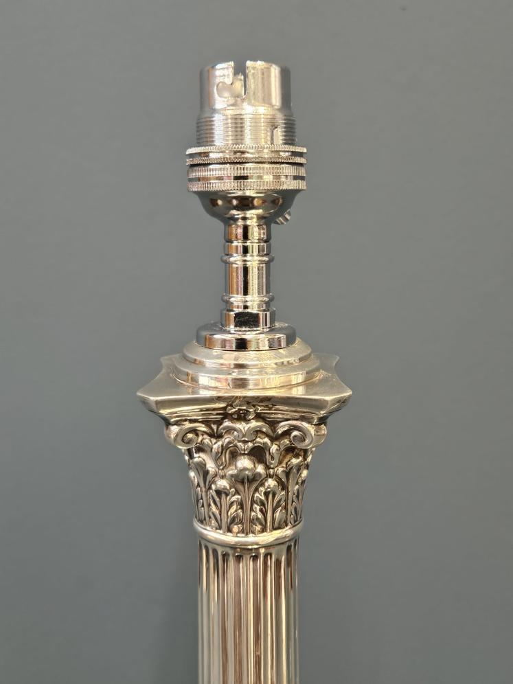 Superb Late Victorian Silver Corinthian Column Table Lamp - Image 2