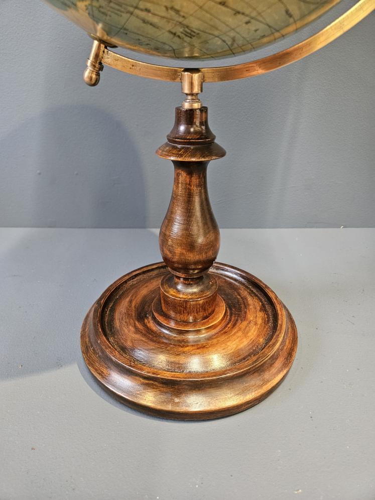 1920's Bacon's 12" Plaster Globe on Walnut Foot - Image 2