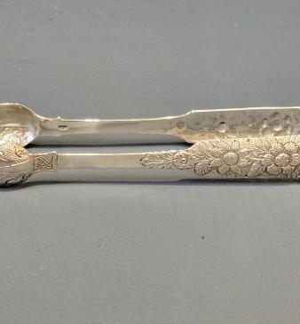 Large Pair of Fine Quality George III Dublin Silver Sugar Tongs
