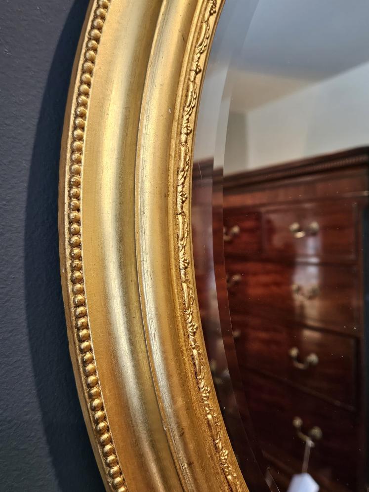 Mid Victorian Oval Timber Gilt Mirror - Image 4