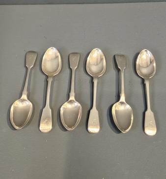 Set of Six Victorian Chester Silver Tea Spoons