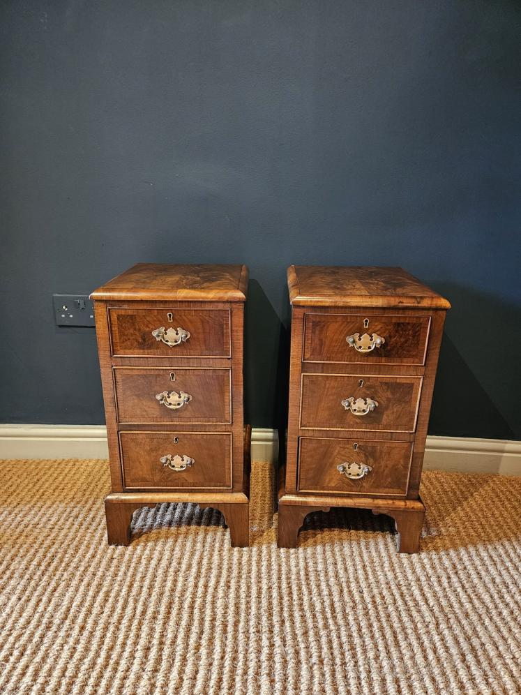 Matching Pair of Victorian Walnut Bedside Chests - Image 5