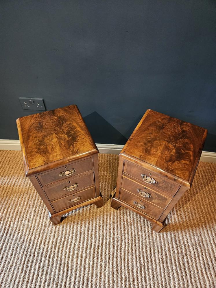 Matching Pair of Victorian Walnut Bedside Chests - Image 2