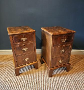 Matching Pair of Victorian Walnut Bedside Chests - Image