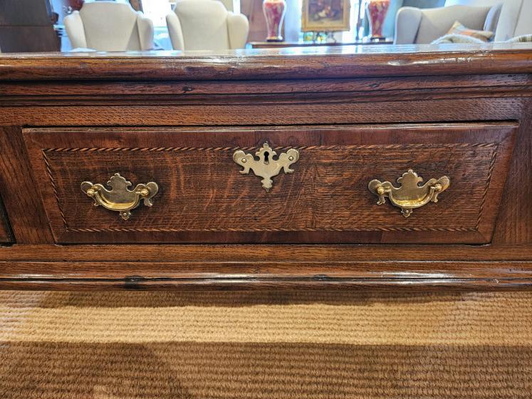 Stylish George II Oak Country House Three Drawer  - Image 5