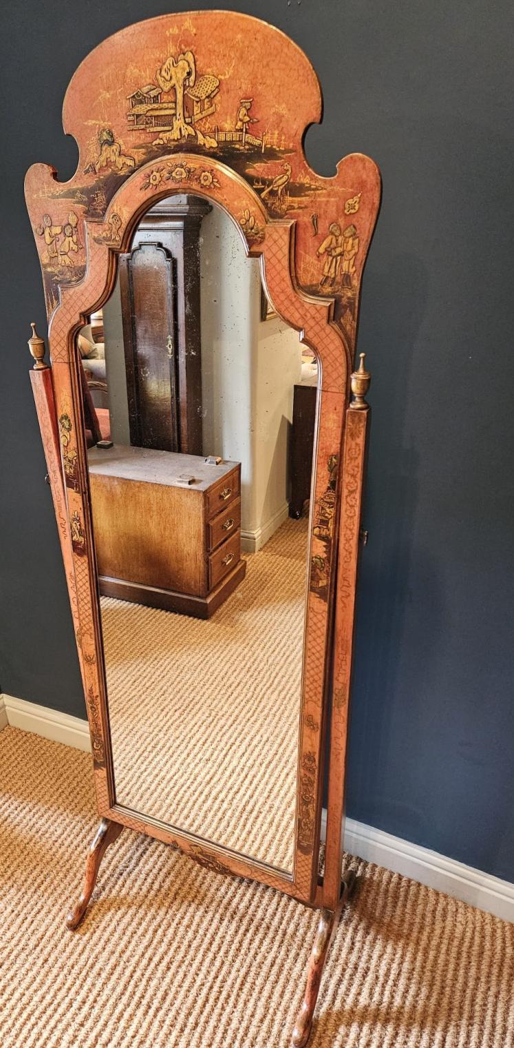 Superb Large 1920's Chinoiserie Cheval Mirror  - Image 11
