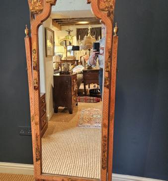 Superb Large 1920's Chinoiserie Cheval Mirror 