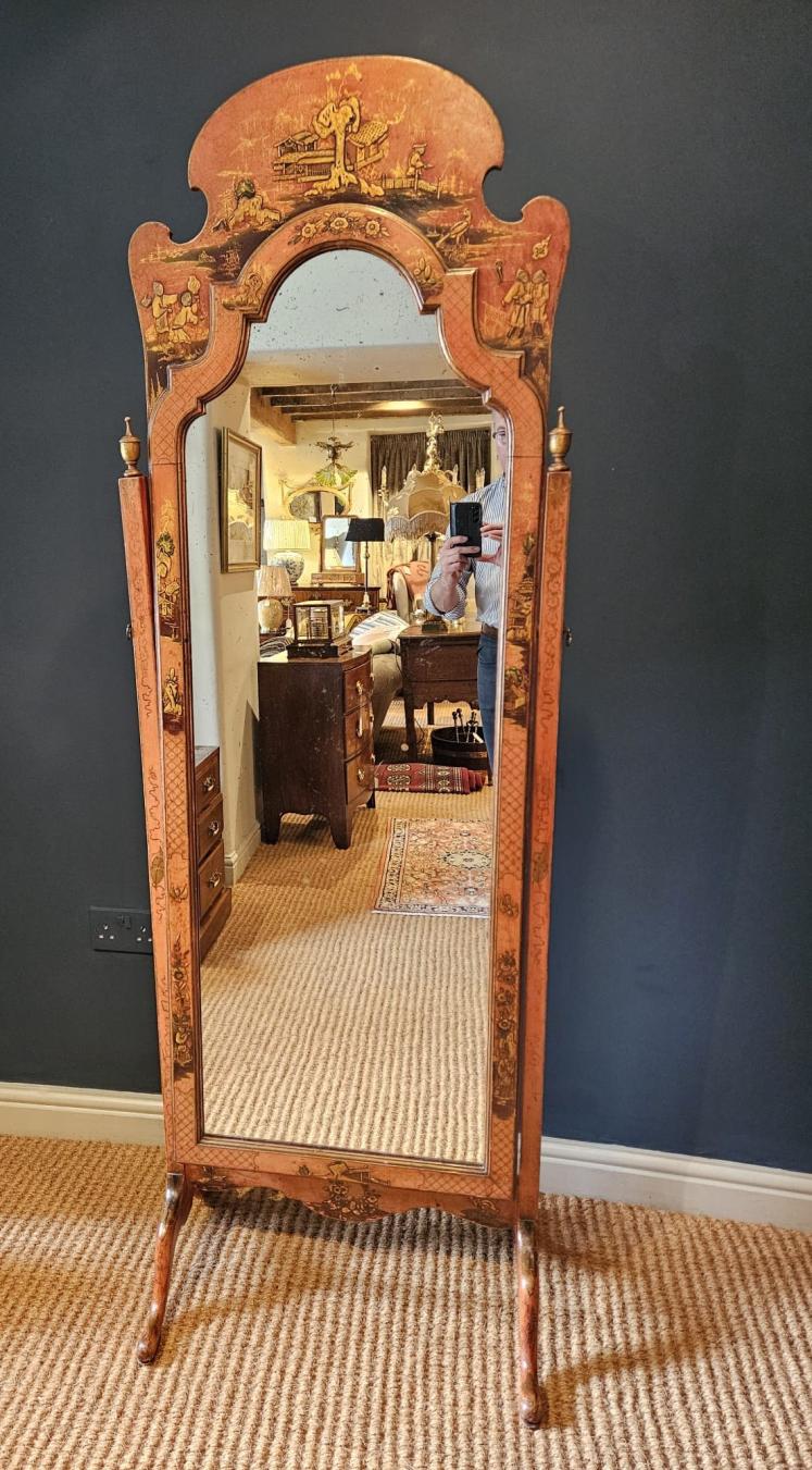 Superb Large 1920's Chinoiserie Cheval Mirror  - Image 1
