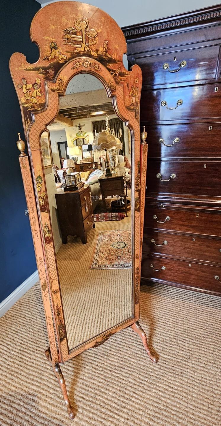 Superb Large 1920's Chinoiserie Cheval Mirror  - Image 2