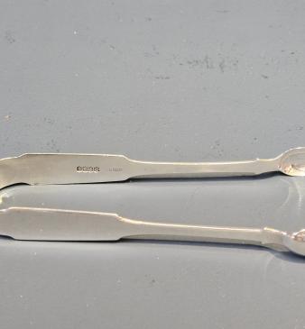 Large Georgian Dublin Silver Sugar Tongs