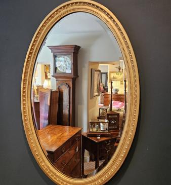 Victorian Oval Plaster Gilt Mirror - Image