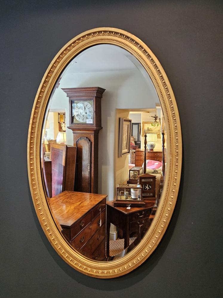 Victorian Oval Plaster Gilt Mirror - Image 1